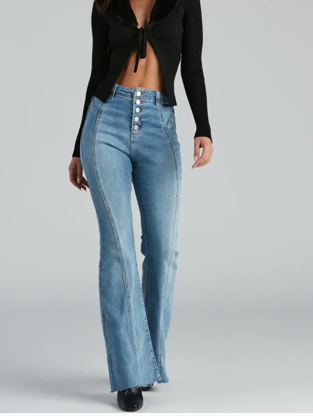 Cello Light Blue High-Waist Flare Jeans
